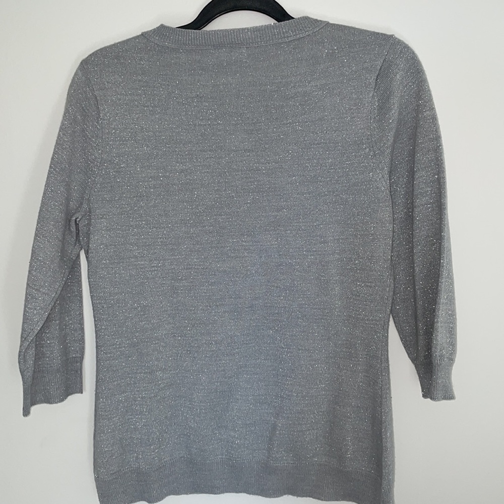 Silver/Grey New York & Company Light Mid Sleeve Sweater - Picture 4 of 6